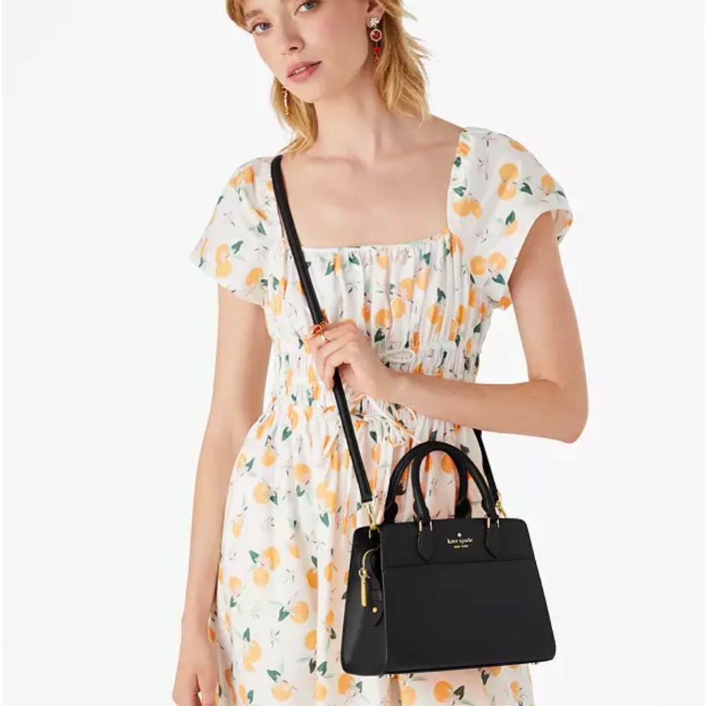KATE SPADE Madison Saffiano Leather Small Satchel BLACK COLOR - Picture 3 of 14